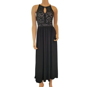 Nightway Black Lace Sequin Halter Neck Party Cocktail Dress Size 8 Goth Witchy - Picture 1 of 12