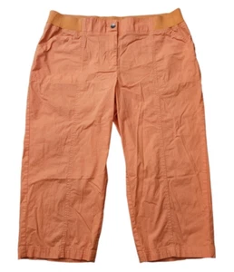 Chicos Womens Sz 3 Cropped Pants Elastic Waist Pockets Orange - Picture 1 of 5