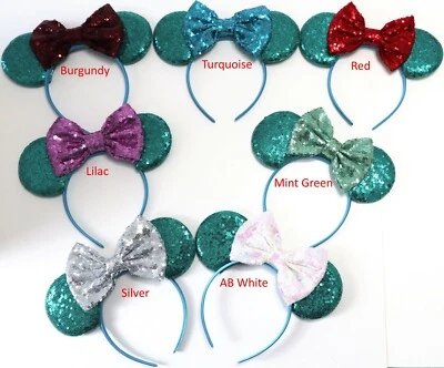 Teal Minnie Ears, Teal Mickey Mouse Ears, Teal Disney Ears HANDMADE - Image 1 of 4