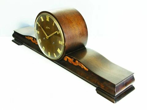 BEAUTIFUL LONG JUNGHANS PURE  ART DECO  CHIMING MANTEL CLOCK  BLACK FOREST Cover