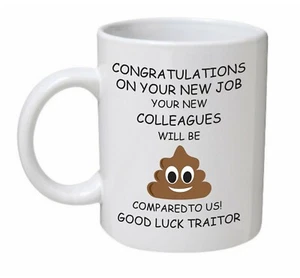 Lustige Tasse Kollege Abschied Geschenk Viel Glück Mitarbeiter neuer Job Abschied Emoji Humor - Bild 1 von 2