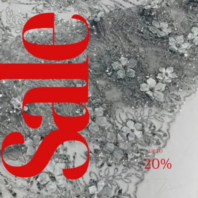 Bordado diseño satinado floral 3D con encaje de malla con cuentas brillantes vendido por yarda. Foto 1 de 4