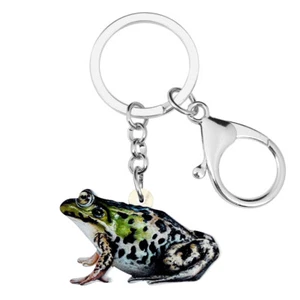 Acrylic Green Frog Keychains Car Bag Key Ring Gift Novelty Jewelry Purse Charms - Picture 1 of 5
