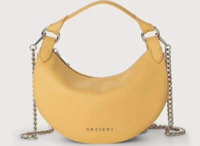 Woman shoulder bag crescent orciani dumpling small yellow soft leather for women - Image 1 of 4