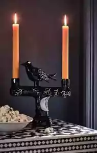 NEU Francesca Kaye für Anthropologie Halloween magischer schwarzer Rabe Kandelaber - Bild 1 von 9