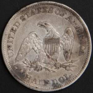 1859 Seated Liberty Half Dollar Choice XF+ Toned Silver Coin Old US Estate Money - Picture 1 of 2