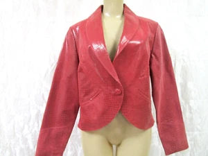 METRO STYLE RED SNAKE PRINT LEATHER JACKET SIZE 10 - NWT - Picture 1 of 6
