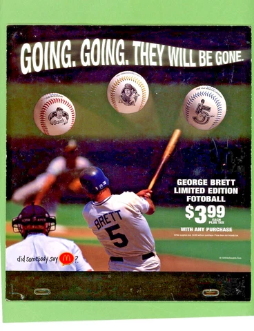 1999 McDonalds GEORGE BRETT KC ROYALS  Fotoball POINT OF PURCHASE POSTER RARE Cover