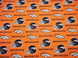 DENVER BRONCOS NFL NEW LOGO DESIGN 100% COTTON 1/2 YARD PIECE NEW 18" X 58" OOP - Picture 1 of 5