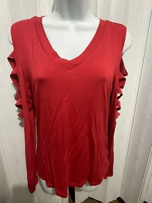 BEBE LOGO TOPA, ROJO, LOGOTIPOS DE SWAROVSKI MANGAS ABIERTAS, talla (L) #154A Foto 1 de 4