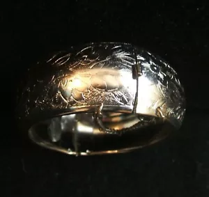 Vintage Miriam Haskell Silver Tone Scroll Etch Work Flowers Bangle Bracelet - Picture 1 of 7