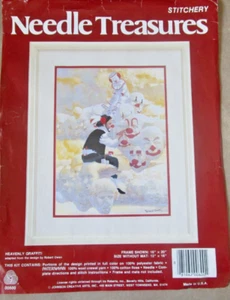 NEEDLE TREASURES "HEAVENLY GRAFFITI" MIT CLOWNS CREWEL STICKSET 12" X 16" - Bild 1 von 5