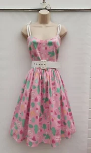 COLLECTIF JADE DRESS,ROCKABILLY,PINK FLAMINGO,50S,60S VINTAGE STYLE,SIZE 12,NWTS - Picture 1 of 13