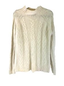 North Crest Sweater Rabbit Hair Lambswool Cable Knit Mock Neck Pullover Large - Picture 1 of 10