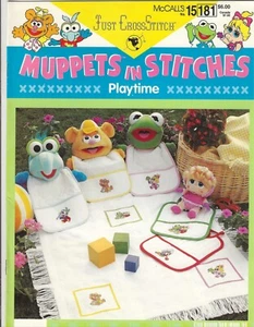 Muppets in Stitches Playtime Just Cross Stitch Leaflet McCall's 15181 Baby Bibs - Picture 1 of 5