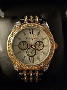 bebe Rose Gold color Stainless Steel Bling Womens Watch Gift for Wife Girlfriend - Picture 1 of 3