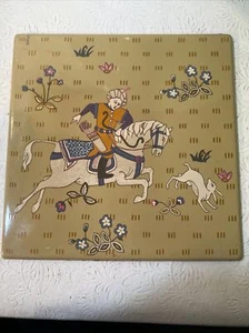 Mid-Century Georges Briard Arabian Hunting Scene Tile Trivet Coaster 8.25" - Picture 1 of 3