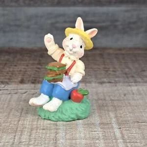 Cottontail Lane Easter Village Figurine Bunny Picnic Sandwich Apple - Picture 1 of 4