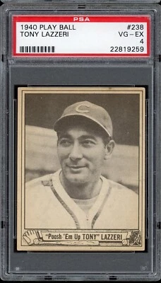 1940 Play Ball Baseball #238 Tony Lazzeri PSA 4 - Image 1 of 2