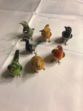 Hand Carved Painted Birds Lot Of 7