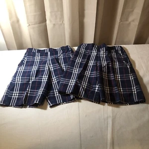 School Uniform Shorts Plaid (blue/white/red) GIRLS Size 11.5 (LOT OF 2) - Picture 1 of 5