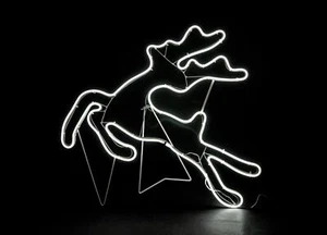 Christmas Rope Lights Silhouette Jumping Reindeer Outdoor Wall Garden Xmas Decor - Picture 1 of 8