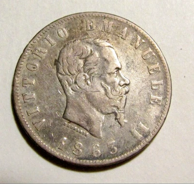 Italy 1863-N 2 Lire Old Coin Vittorio Emanuele II - Image 1 of 4