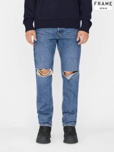 FRAME DENIM MEN NWT $268 THE STRAIGHT LEG ITASKA DESTRUCT JEANS. SZ 34X32 - Picture 1 of 16