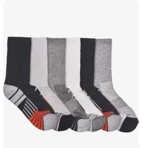 6 Pair ZONE PRO Boys' Half Cushion Crew Size L (Shoe Size 4-10) Multi-Color -NEW - Picture 1 of 6