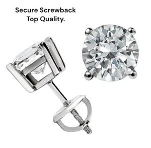 1.60Ct Round Cut FL/D Certified Real Moissanite Stud Earrings 14k White Gold 6mm - Picture 1 of 13