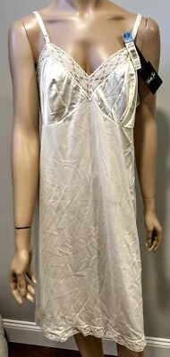 🩷PLUS SZ 40 罕见复古名利场全新尼龙象牙色雪纺花边标签 — 第 1/4 张图片