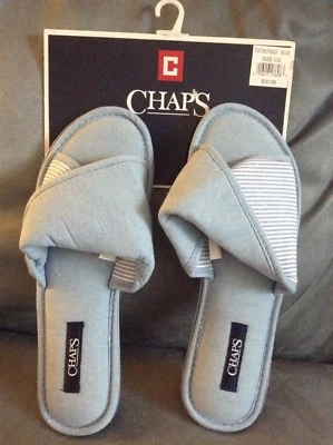 CHAPS WOMEN'S LIGHT BLUE SIZE LARGE 9-10 SLIPPERS WITH NON-SKID OUTSOLE  - Image 1 of 4