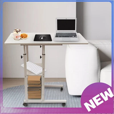 Adjustable Height C-Shaped Bedside Sofa Side End Table Snacks Cart with Storage - Image 1 of 4