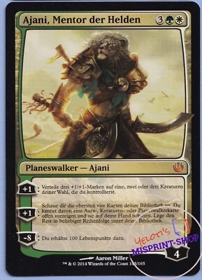 Ajani, Mentor of Heroes German Mtg MISPRINT Arrow of 2nd ability points downward - Imagen 1 de 4