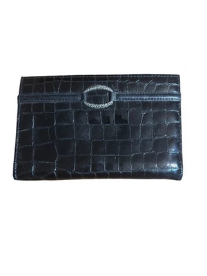 Cartera vintage Brighton negra cocodrilo en relieve herrajes plateados ciudad clásica oveja Foto 1 de 4