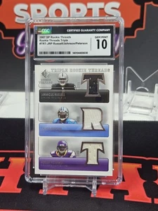 2007 SP Triple Rookie Threads CALVIN JOHNSON ADRIAN PETERSON ROOKIE RC CGC 10 - Picture 1 of 2
