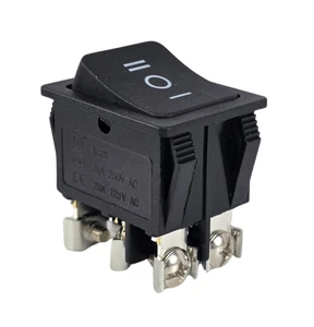 Wippenschalter 2-polig EIN-AUS-EIN rastend, 16A 250V 6-Pin, mit Schraubkontakten - Bild 1 von 7