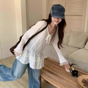 Lady Girl Ruffles Peplum Shirts Tops Blouse T-shirts Casual Formal Retro - Picture 1 of 9