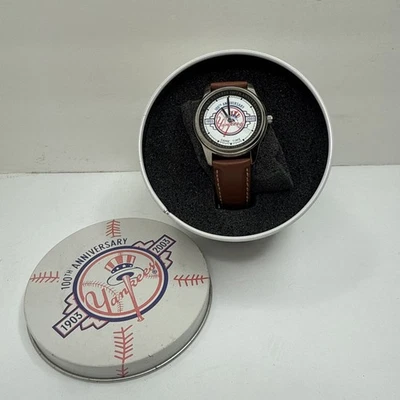 VTG Avon Game Time New York Yankees 100th Anniversary Analog Watch W Tin 2003 - Image 1 of 3
