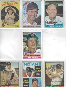 LOTTO DI 7 CARTE DA BASEBALL A MANO CLEVELAND INDIANS LEGENDS ANNI 60 - Foto 1 di 1