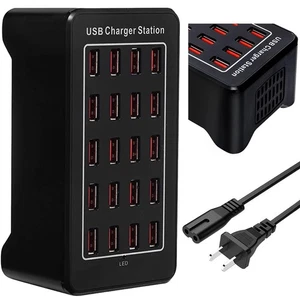 USB Charger Station, 20-Ports 100W/20A Desktop USB Charging Station, Multi-Fu... - Picture 1 of 7
