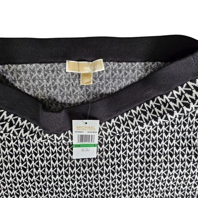 NEW Michael Kors black and white knit logo pencil midi skirt size large - Image 1 of 4