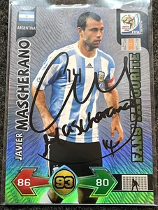 PANINI JAVIER MASCHERANO ARGENTINA FIFA 2010 WORLD CUP HAND SIGNED SOCCER CARD - Picture 1 of 2