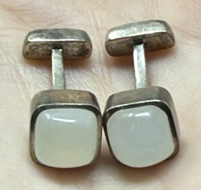 Impresionantes gemelos de topacio azul piedra lunar de plata esterlina firmados de colección Foto 1 de 4