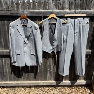 Vintage 3 Piece H Bar C Western Suit Jacket Pants Vest size 44 45 pants 40x30 - Picture 1 of 22