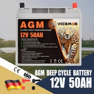 SARONIC 12V 50AH AGM Battery Deep Cycle Mobility Scooter Golf Cart Camping - Picture 1 of 11