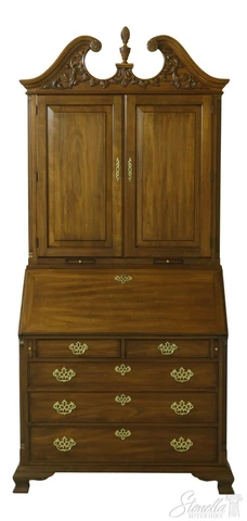 L53309EC: HENKEL HARRIS Chippendale Style Walnut Secretary Desk Cover