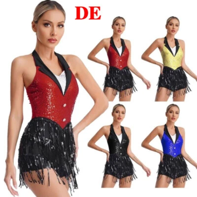 Damen Overall Cha-Cha Ballettkleid Halter Tanzkleid Lateinisch Latein Kleider - Bild 1 von 4