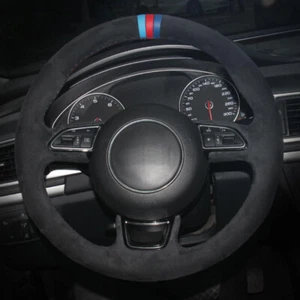 Cubierta de volante de coche cosida a mano para Audi A6L A4L Q5 A4 A3 Q3 A1 A7 A8L 02 - Imagen 1 de 8