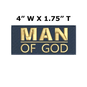 MAN OF GOD Patch Embroidered Iron-on Applique Sports Christian Faith Bible Jesus - Picture 1 of 13
